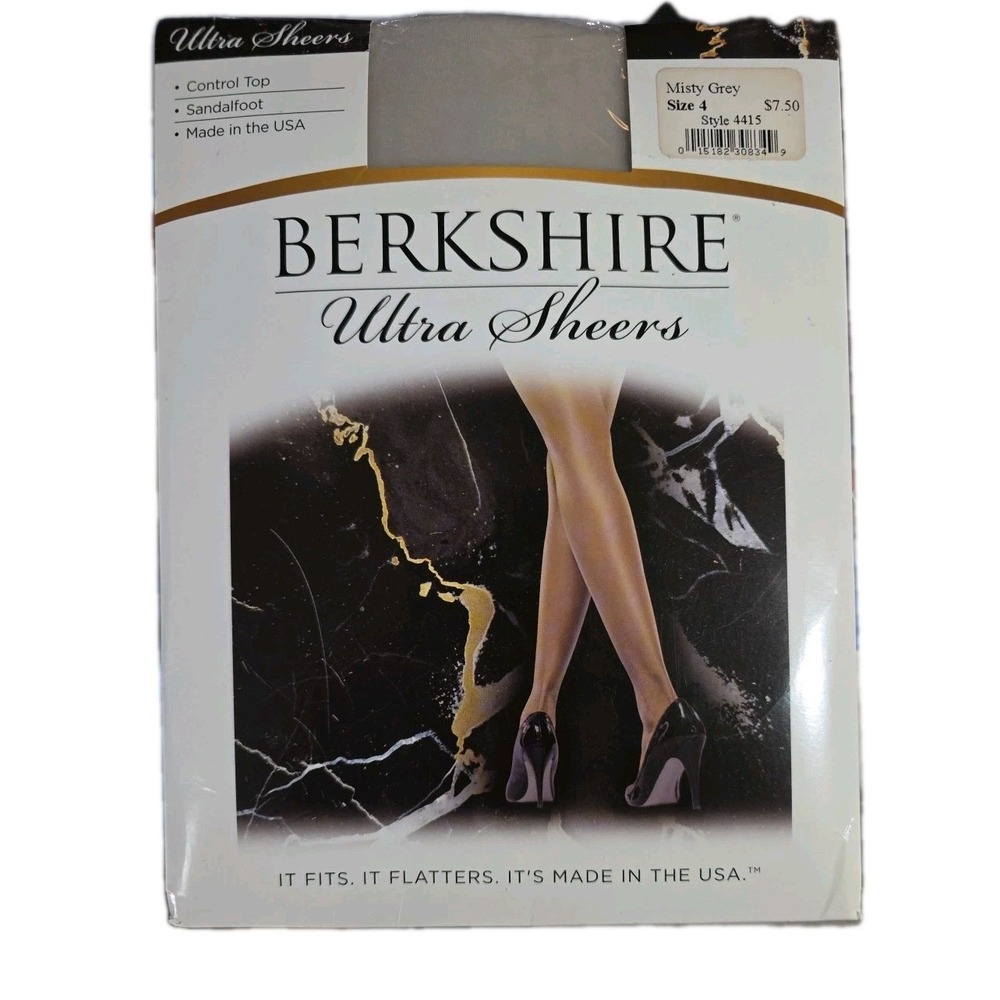 Berkshire Ultra Sheers Control Top Pantyhose Style 4415 Misty Grey‎ Size 4 - NWT